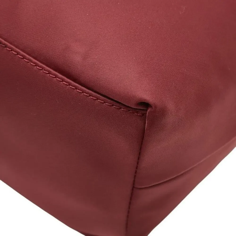 Kate Spade Nylon Leather Logo Tote Bag Burgundy
